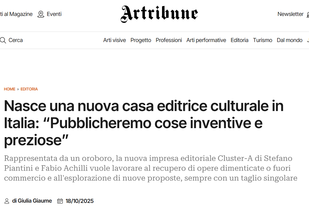Nasce una nuova casa editrice culturale in Italia: “Pubblicheremo cose inventive e preziose” cover